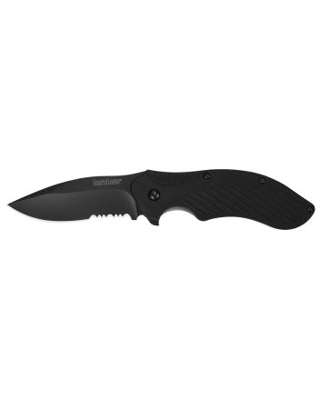 Kershaw 1605CKTST Clash3.10" Folding Drop Point Part Serrated Black Oxide 8Cr13MoV SS Blade Black Glass-Filled Nylon Handle Includes Pocket Clip