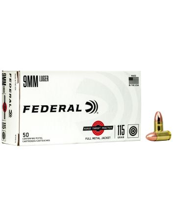 Federal RTP9115 Range &amp; Target9mmLuger 115gr Full Metal Jacket 50 Per Box/20 Case