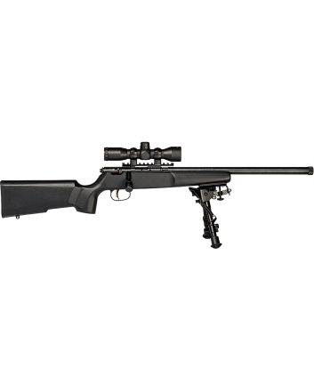 Savage Arms 13824 Rascal Target XP Youth 22 LR 1rd 16.12" Barrel, Matte Blued Metal Finish, Matte Black Synthetic Stock Includes 4x32mm Scope &amp; Bipod