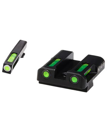 HiViz GLN325 LiteWave H3 Sight Set for Glock Green Tritium White Outline Front Sight-Green Fiber Optic Rear Sight