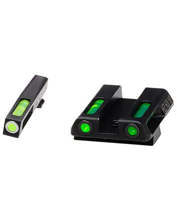 HiViz GLN321 LiteWave H3 Sight Set for Glock Green Tritium White Outline Front Sight-Green Fiber Optic Rear Sight