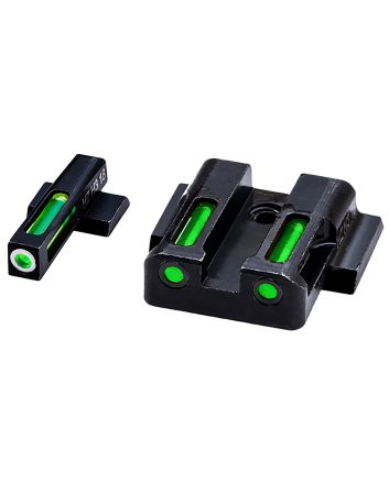 HiViz MPSN321 LiteWave H3 Sight Set for S&amp;W Shield Green Tritium White Outline Front Sight-Green Fiber Optic Rear Sight