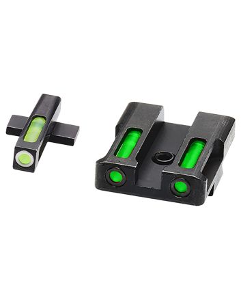 HiViz XDN321 LiteWave H3 Sight Set for Springfield XD Green Tritium White Outline Front Sight-Green Fiber Optic Rear Sight