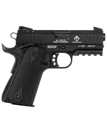 GSG GERG2210GSG9CA 922 *CA Compliant 22 LR 10+1 3.40" All Black Steel Barrel, Serrated Slide, Zinc Alloy w/Picatinny Rail &amp; Beavertail Frame, Black Double Diamond Polymer Grip