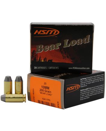 HSM 10MM9N20 Bear Load10mm Auto 200 gr Lead Round Nose Flat Point 20 Per Box/ 20 Case