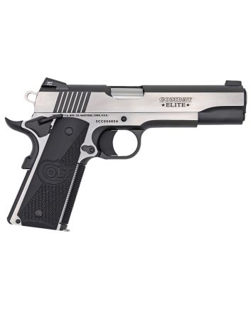 Colt Mfg O1072CE 1911 Combat Elite Government 9mm Luger 5" 9+1 Overall Two-Tone Elite Finish Stainless Steel Frame &amp; Slide with Half Checkered &amp; Scalloped Black G10 Grip &amp; Night Sights