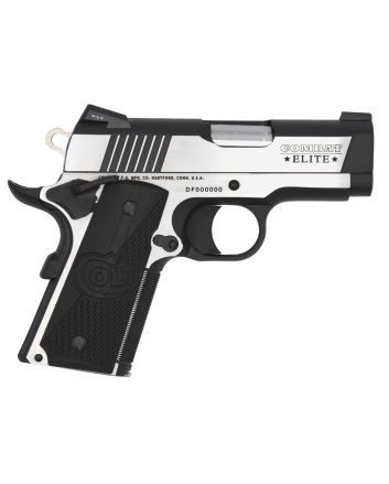 Colt Mfg O7080CE Combat Elite Commander Compact Frame .45 ACP 8+1, 3" Stainless Steel Barrel, Two-Tone Serrated Stainless Steel Slide &amp; Frame w/Beavertail, Black Scalloped G10 Grip, Ambidextrous