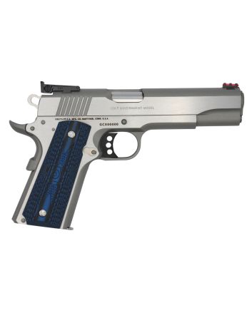 Colt Mfg O5070GCL Gold Cup Lite45 ACP 8+1 5" Stainless National Match Barrel, Stainless Steel Serrated Slide, Stainless Steel Frame w/Beavertail, Blue Scalloped G10 Grip, Ambidextrous