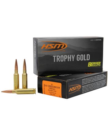 HSM 65CRD130VLD Trophy Gold Extended Range 6.5 Creedmoor 130 gr Berger Hunting VLD Match 20 Per Box/ 25 Case