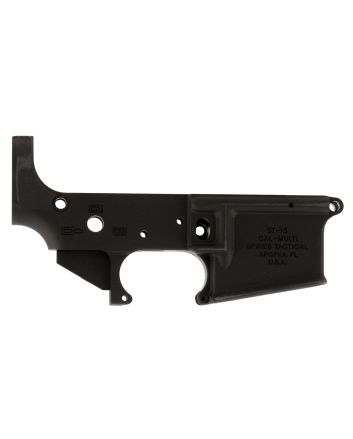 Spikes STLS045 No Logo Stripped Lower Receiver Multi-Caliber 7075-T6 Aluminum Black Anodized for AR-15