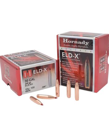 Hornady 3076 ELD-X30 Cal .308 200 gr Extremely Low Drag eXpanding 100 Per Box/ 15 Case
