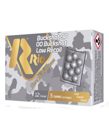 Rio Ammunition RBLR129 Royal Buck Low Recoil 12Gauge 2.75" 9Pellets 00Buck Shot 5 Per Box/50 Case
