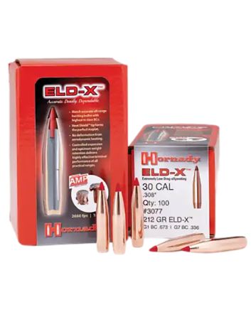 Hornady 3078 ELD-X30 Cal .308 220 gr Extremely Low Drag eXpanding 100 Per Box/ 15 Case
