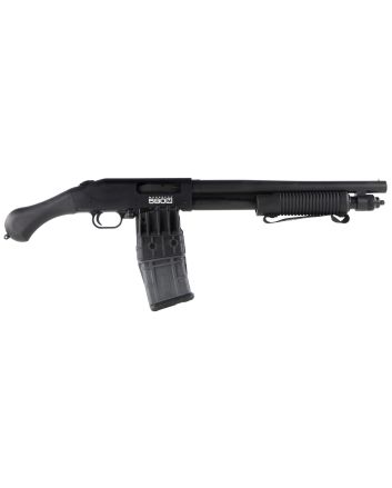 Mossberg 50208 590M Shockwave 12 Gauge Pump 2.75" 10+1 15" Matte Blued Heavy-Walled Barrel, Blued Stainless Steel Drilled &amp; Tapped Receiver, Black Raptor Birdshead Grip