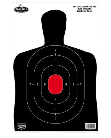 Birchwood Casey 35702 Dirty Bird BC-27 Silhouette Tagboard Hanging Pistol 12" x 18" Black/Red 100 Per Pkg
