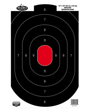 Birchwood Casey 35601 Dirty BirdSilhouette Tagboard Hanging Pistol 12" x 18" Black/Red White Impact Splatter 100 Per Pkg