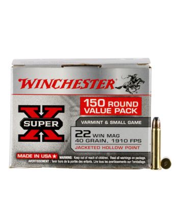 Winchester Ammo X22MH150 Super X Value Pack 22WMR 40gr Jacketed Hollow Point 150 Per Box/10 Case