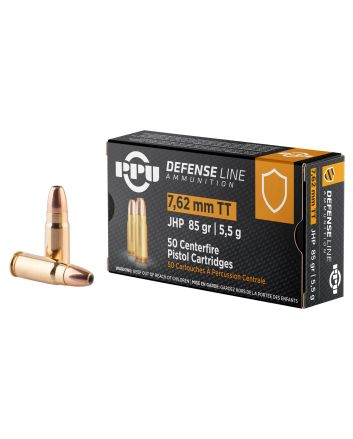 PPU PPD7T Defense7.62x25mmTokarev 85gr Jacketed Hollow Point 50 Per Box/10 Case