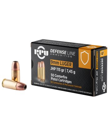PPU PPD91 Defense9mmLuger 115gr Jacketed Hollow Point 50 Per Box/20 Case