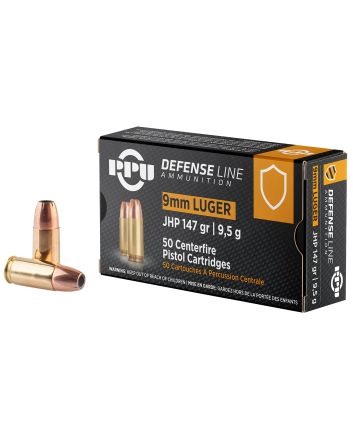 PPU PPD92 Defense9mmLuger 147gr Jacketed Hollow Point 50 Per Box/20 Case