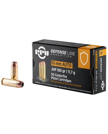 PPU PPD10 Defense10mmAuto 180gr Jacketed Hollow Point 50 Per Box/10 Case