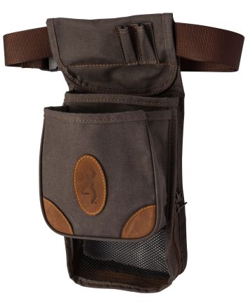 Browning 121388693 Lona Deluxe Shell Pouch Flint Canvas/Leather Belt Mount Adjustable