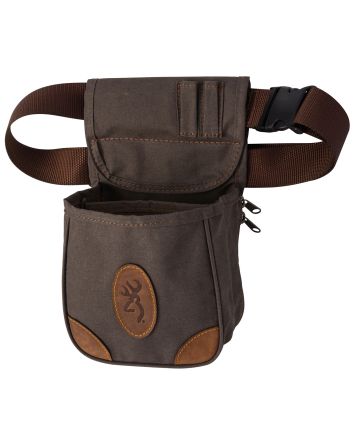 Browning 121388692 Lona Shell Pouch Flint Canvas/Leather Belt Mount Adjustable
