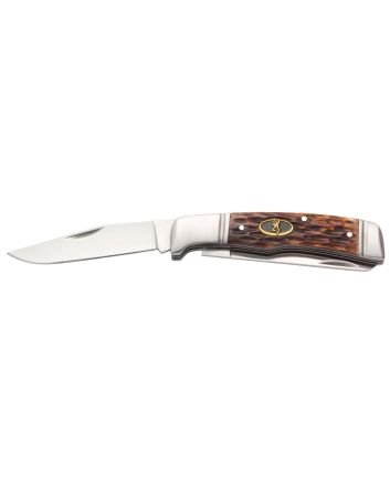 Browning 3220012 Joint Venture2.88" Folding Drop Point/Spey Point Plain 8Cr13MoV SS Blade Brown Jigged Bone Handle