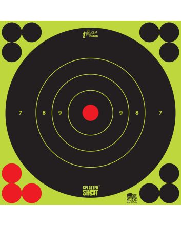 Pro-Shot 6BGREEN12PK SplatterShotSelf-Adhesive Paper Black/Green 6" Bullseye 12 Pack