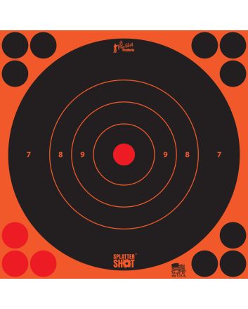 Pro-Shot 8BORNG6PK SplatterShotSelf-Adhesive Paper Black/Orange 8" Bullseye 6 Pack