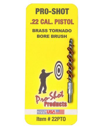Pro-Shot 22PTO Tornado Bore Brush .22 Cal Pistol #8-32 Thread Brass Spiral Wound Loop
