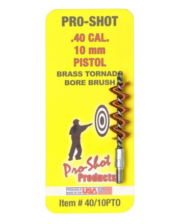 Pro-Shot 4010PTO Tornado Bore Brush .40/ 10mm Cal Pistol #8-32 Thread Brass Spiral Wound Loop