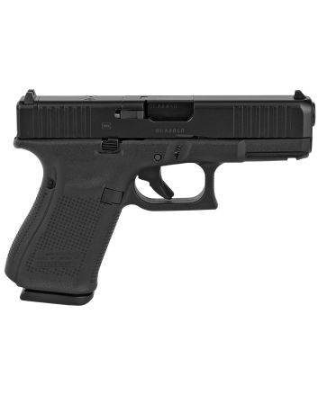 Glock PA195S203MOS G19 Gen5 Compact MOS 9mm Luger 4.02" 15+1 Overall Black Finish with nDLC Steel with Front Serrations &amp; MOS Cuts Slide, Rough Texture Interchangeable Backstraps Grip &amp; Fixed Sights