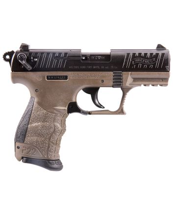 Walther Arms 5120363 P22 *CA Compliant 22 LR 10+1 3.42" Matte Black Tenifer Serrated/Steel Slide, Flat Dark Earth Polymer Frame w/Picatinny Rail, Black Interchangeable Backstrap Grips
