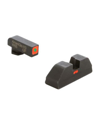 AmeriGlo GL616 CAP Sight Set for GlockGreen Tritium Orange Outline Front Sight Orange-Bar Rear Sight