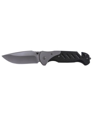 Ka-Bar 3085 Coypu3.75" Folding Clip Point Plain Stonewashed 5Cr15MoV SS Blade, Black G10 Handle, Features Glass Breaker/Seat Belt Cutter