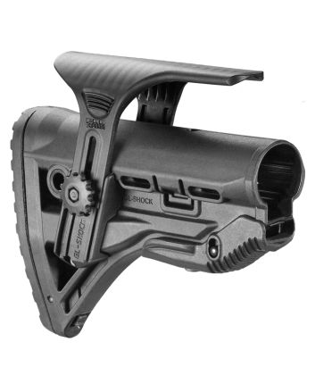 FAB Defense FXGLSHOCKCP GL-Shock CP Buttstock for AR-15/ M16/ M4 w/Adjustable Cheek-Rest &amp; Anti-Rattle Mechanism Black Mil-Spec Reinforced Polymer