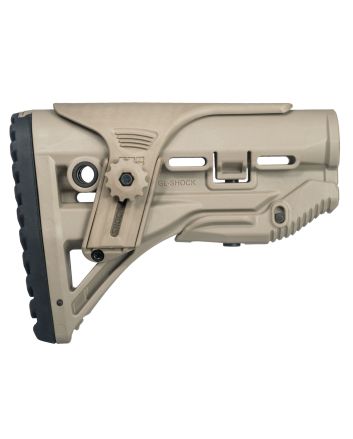 FAB Defense FXGLSHOCKCP GL-ShockButtstock for AR-15/ M16/ M4 w/Adjustable Cheek-Rest &amp; Anti-Rattle Mechanism Flat Dark Earth Mil-Spec Reinforced Polymer
