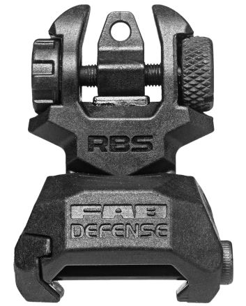 FAB Defense FXRBS Rear Back-Up Sightfor AR-15/ M16/ M4 Dual Aperture Low Folded Profile Spring-Locked Deployment Black Polymer &amp; Metal