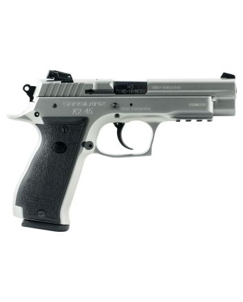 SAR USA K245ST K245 ACP 14+1, 4.70" Black Steel Barrel, Stainless Steel Serrated Slide, Stainless Steel Frame w/Beavertail &amp; Picatinny Rail, Black Polymer Grip, Manual Thumb Safety, Right Hand