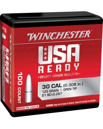 Winchester Ammo WBR30125 Centerfire Rifle308Win 125gr Open Tip 100 Per Box/10 Case