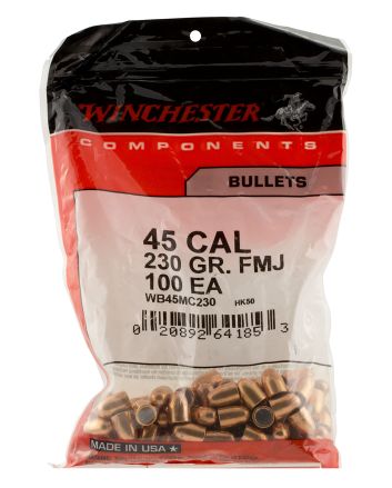Winchester Ammo WBR45230 Centerfire Handgun45Cal 230gr Full Metal Jacket Truncated Cone 500 Per Box/3 Case