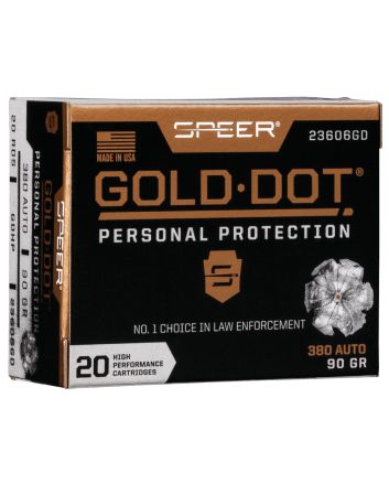 Speer 23606GD Gold Dot Personal Protection 380ACP 90gr Hollow Point 20 Per Box/10 Case