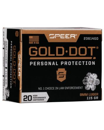 Speer 23614GD Gold Dot Personal Protection 9mmLuger 115gr Hollow Point 20 Per Box/10 Case