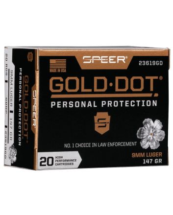 Speer 23619GD Gold Dot Personal Protection 9mmLuger 147gr Hollow Point 20 Per Box/10 Case