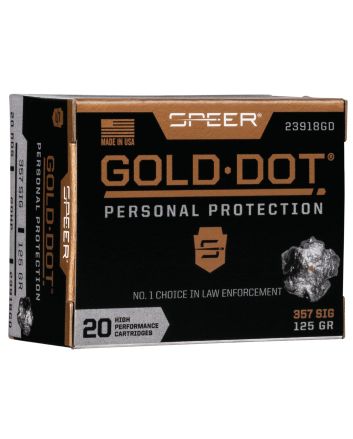 Speer 23918GD Gold Dot Personal Protection 357Sig 125gr Hollow Point 20 Per Box/10 Case
