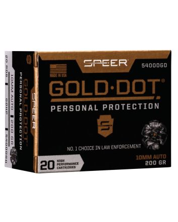 Speer 54000GD Gold Dot Personal Protection 10mmAuto 200gr Hollow Point 20 Per Box/10 Case