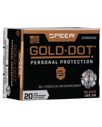 Speer 23964GD Gold Dot Personal Protection 45ACP 185gr Hollow Point 20 Per Box/10 Case