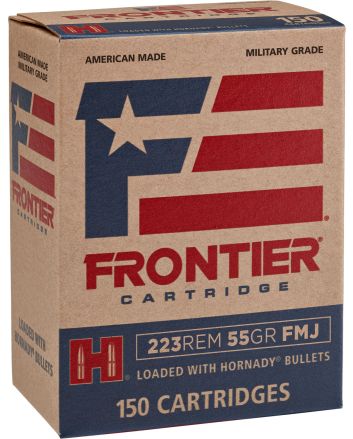 Frontier Cartridge FR1015 Military Grade Centerfire Rifle 223Rem 55gr Full Metal Jacket 150 Per Box/8 Case