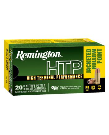 Remington Ammunition 28288 HTP9mmLuger 115gr Jacketed Hollow Point 20 Per Box/25 Case